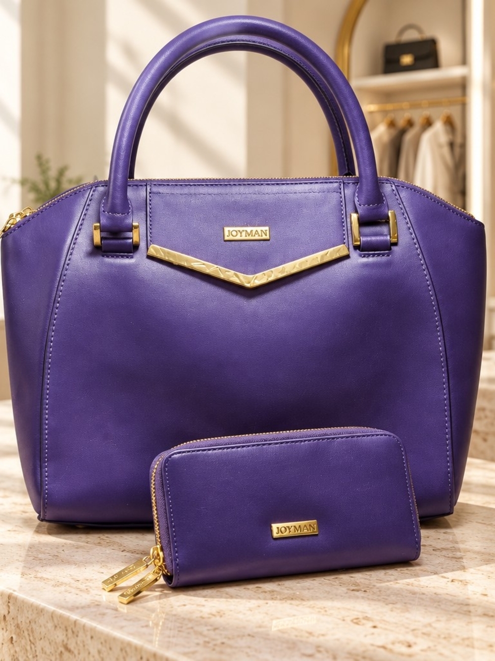 Joy & Iman "Fashion Meets Function" Leather Satchel and Wallet Set NWT